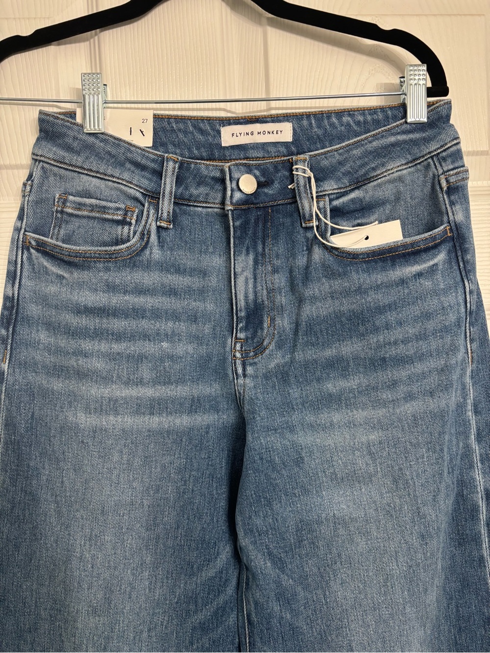 Flying Monkey Medium Light Blue High-Rise Straight Jeans